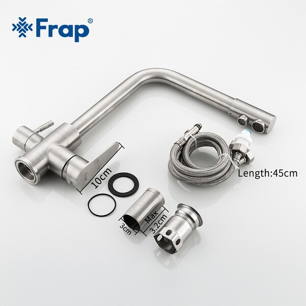 4348 Смеситель Кухня Frap d-35 c подключением фильтра питьевой воды НЕРЖАВЕЙКА 