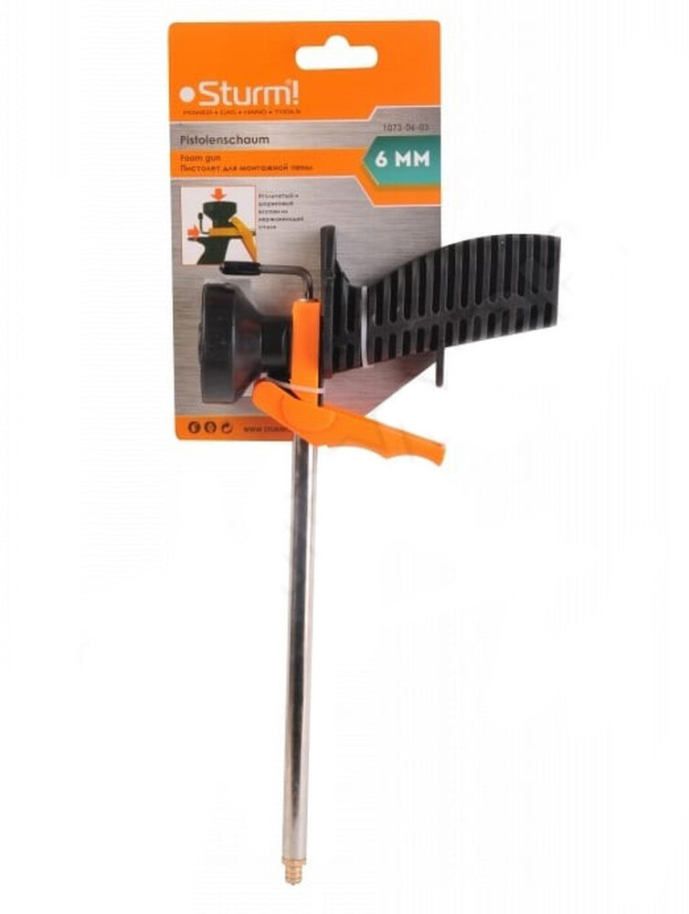 1073-06-03 Пистолет для монтаж. пены, ПЛАСТМАСС. КОРПУС,ствол,игольч. и шар. клапана,нерж. ст