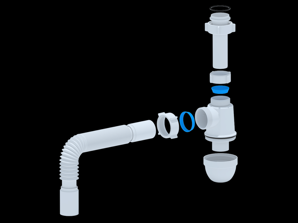 C0125 Сифон АНИ Пласт 1 1/2"* 40без выпуска с г/тр.40х40