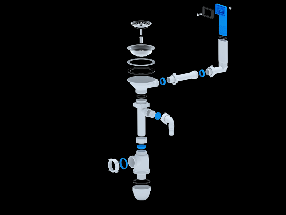 C0147 Сифон АНИ Пласт 3 1/2"*40с переливом мойки и отв