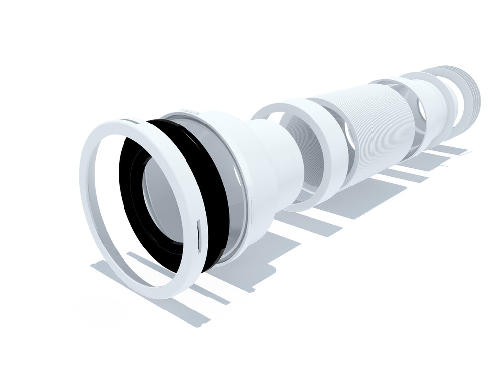 K718R Удлинитель гибкий для унитаза АНИ Пласт, короткий, L280-550мм