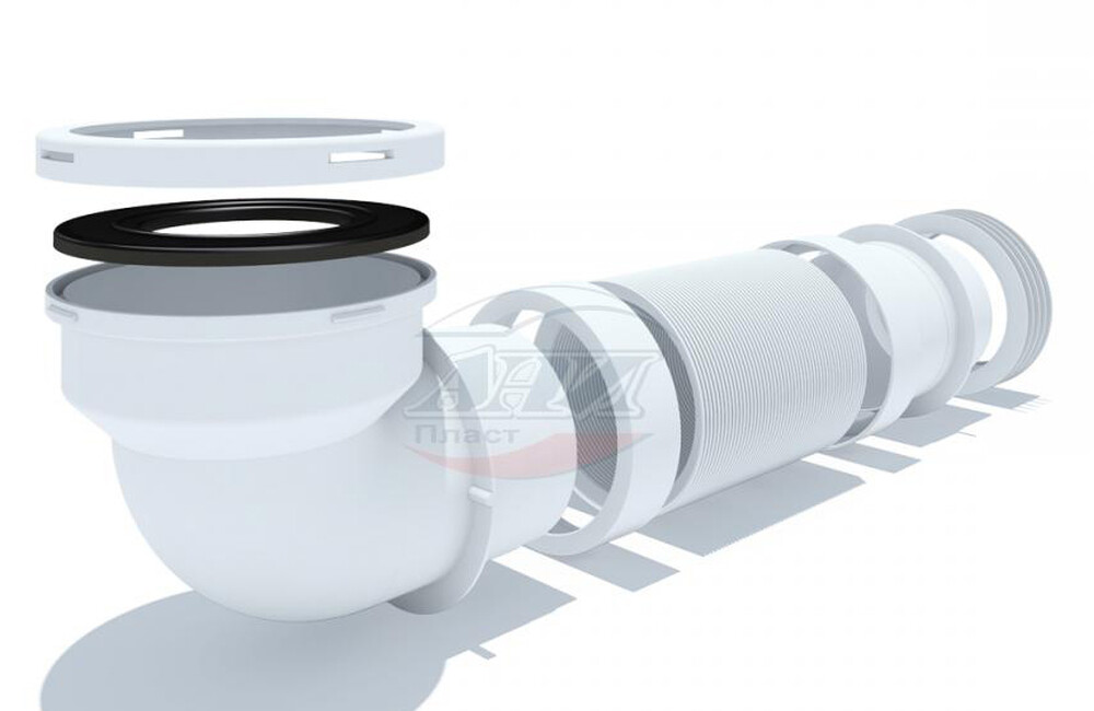 K719R Удлинитель гибкий для унитаза АНИ Пласт, угол 90*, короткий, L280-550мм