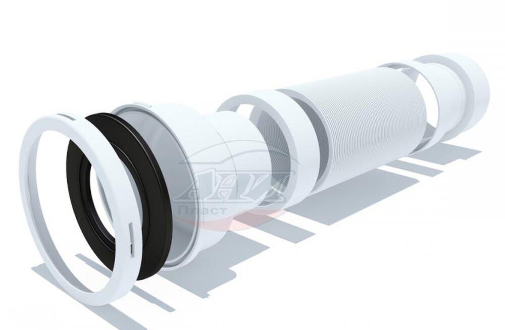 K721R Удлинитель гибкий для унитаза АНИ Пласт, выпуск 110 мм, L310-840мм