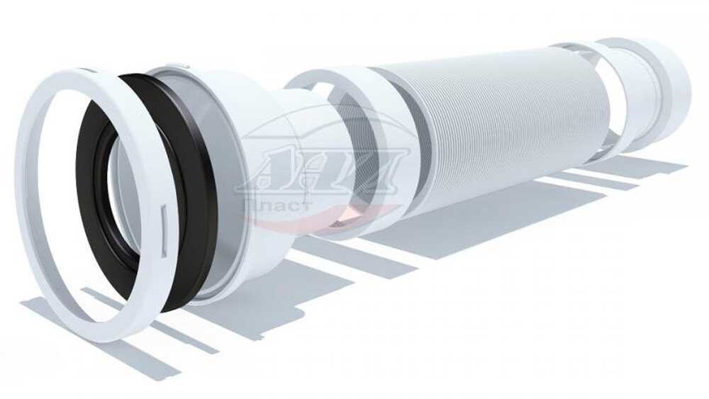 K731R Удлинитель гибкий для унитаза , длинный, выпуск 110 мм, L365-1085мм