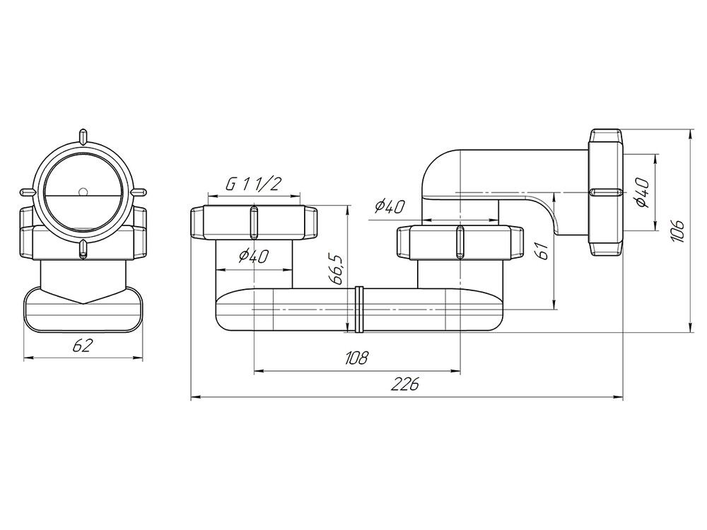 E000 Сифон АНИ Пласт для ванны плоский 1 1/2