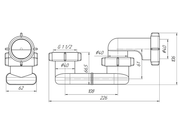 E000 Сифон АНИ Пласт для ванны плоский 1 1/2