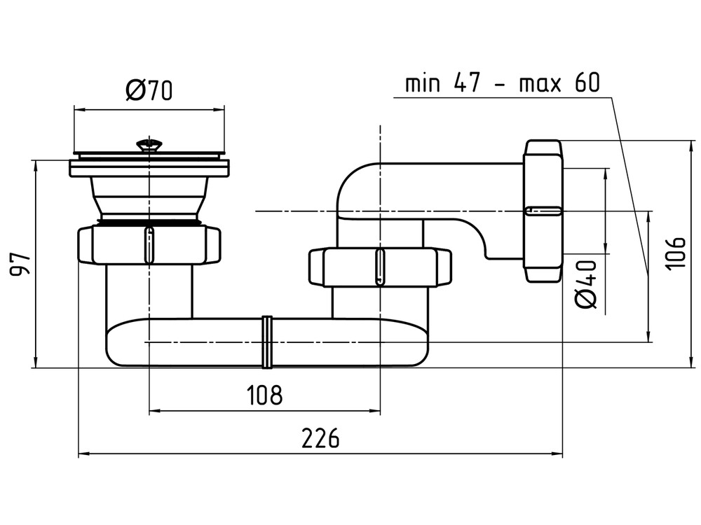 E010 Сифон АНИ Пласт для душевого поддона плоский 1 1/2
