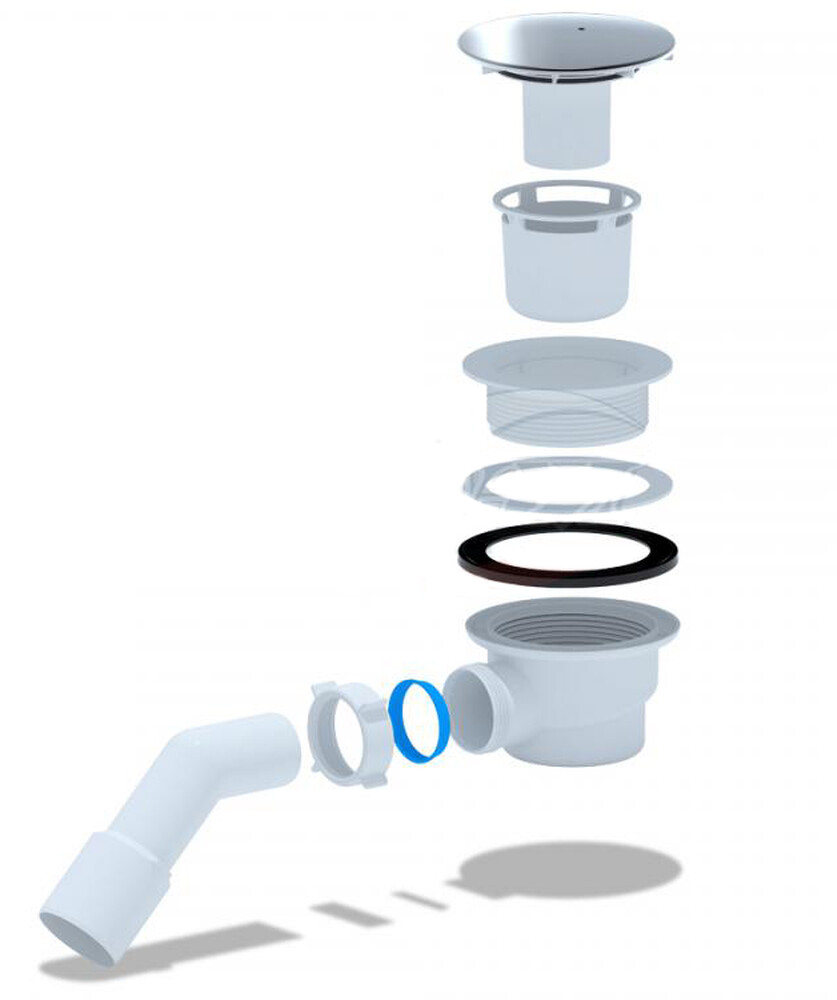 E321C Сиф. для д/п АНИ Пласт 1 1/2**90, h 65, с пер. тр.45 40*50, хром  ***