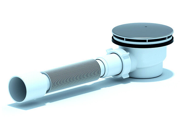 E325C Сифон для д/п АНИ Пласт 1 1/2**90, h 65 c гибкой тр. 375*40/50, хром