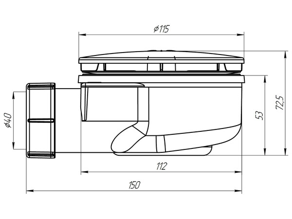 E350VAL сифон для душевого поддона АНИ Пласт 1 1/2*90, h53мм, (вальцовка)