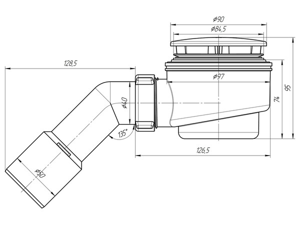 E511C Сиф. для д/п АНИ Пласт 1 1/2*60 с пер. труб.45 40/50 хром 