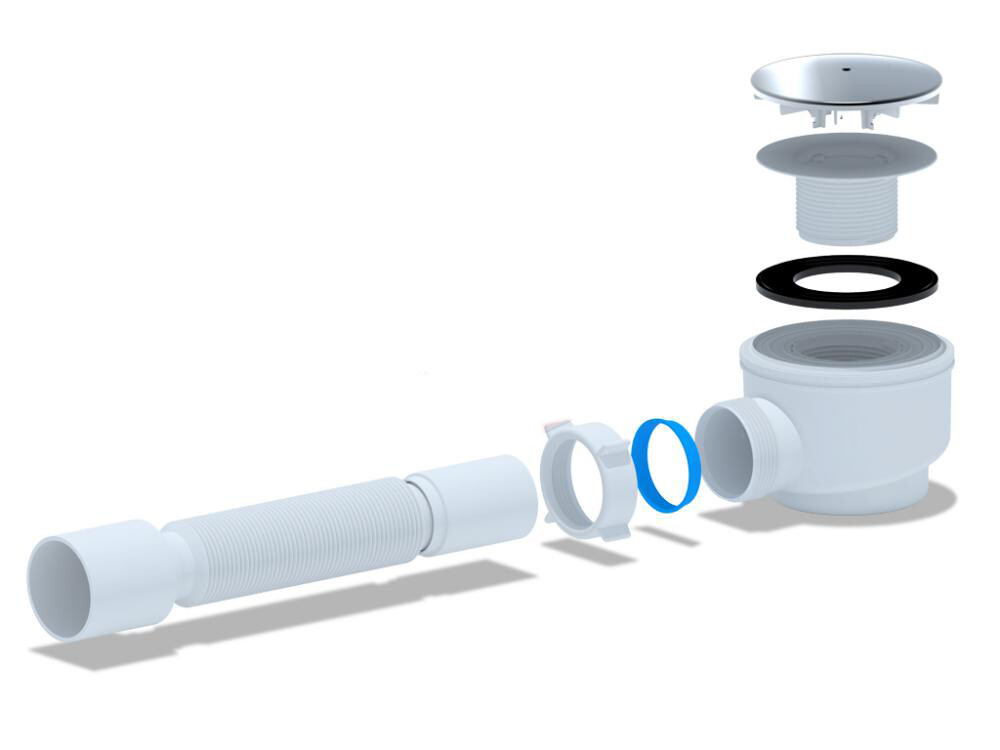 E515C Сиф. для душ. под. АНИ Пласт 1 1/2*60 с г/т 375*40/50 хром