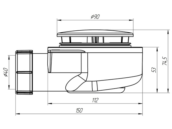 E550C Сифон для душевого поддона АНИ Пласт 1 1/2**60, h 55 хром 
