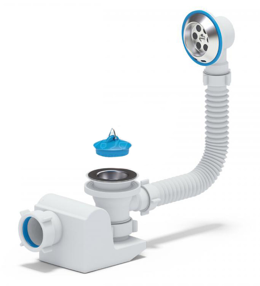 E650 Сифон АНИ Пласт "Бриг" для ванны с выпуском и переливом 1 1/2