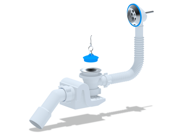 E651 Сифон АНИ Пласт "Бриг" для ванны с выпуском и переливом с трубой 45*40/50