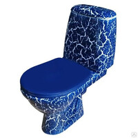 Унитаз-компакт Rosa "ПРЕМЬЕР" Кракелюр Синий, 2-х уровневая арматура, антивсплеск, прямой выпуск (г.Киров)