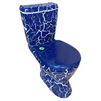 Унитаз-компакт Rosa "ЛИРА" Кракелюр Синий, антивсплеск, косой выпуск (г.Киров)