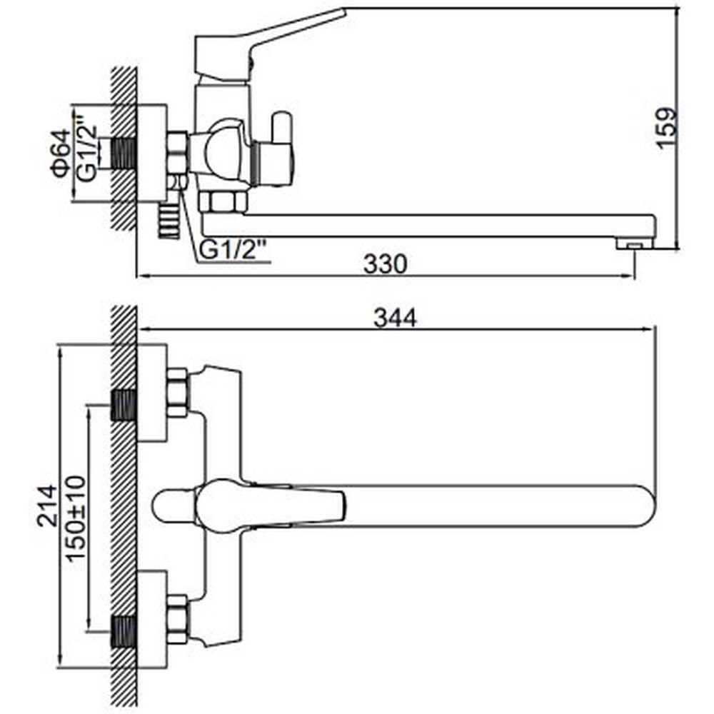 2269 Смеситель Ванна LEDEME дл нос шар d25