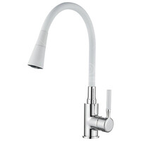 4199-3 Смеситель Кухня LEDEME с силиконовым изливом МАКСИ (белый/хром)