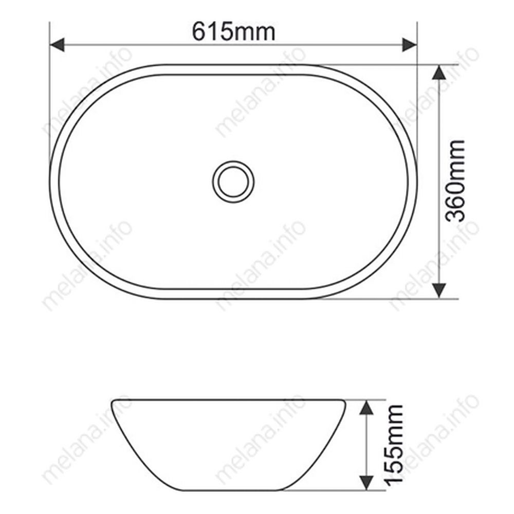 800-7811AМВ Фигурный умывальник накладной черный 615х360х155MELANA