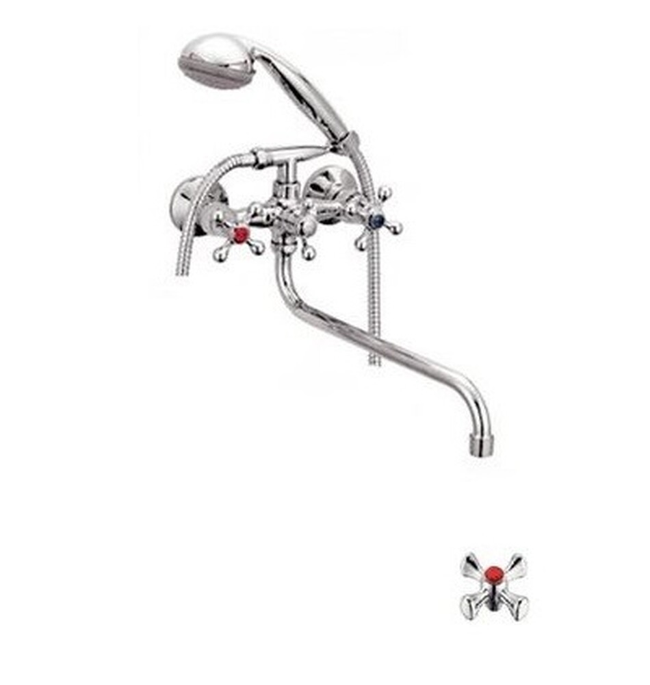 Смеситель Ванна Lemen 1/2 м/к Крест шар. перекл. душа (20265) латунь