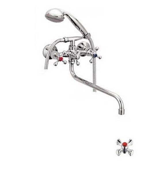 Смеситель Ванна Lemen 1/2 м/к Крест шар. перекл. душа (20265) латунь