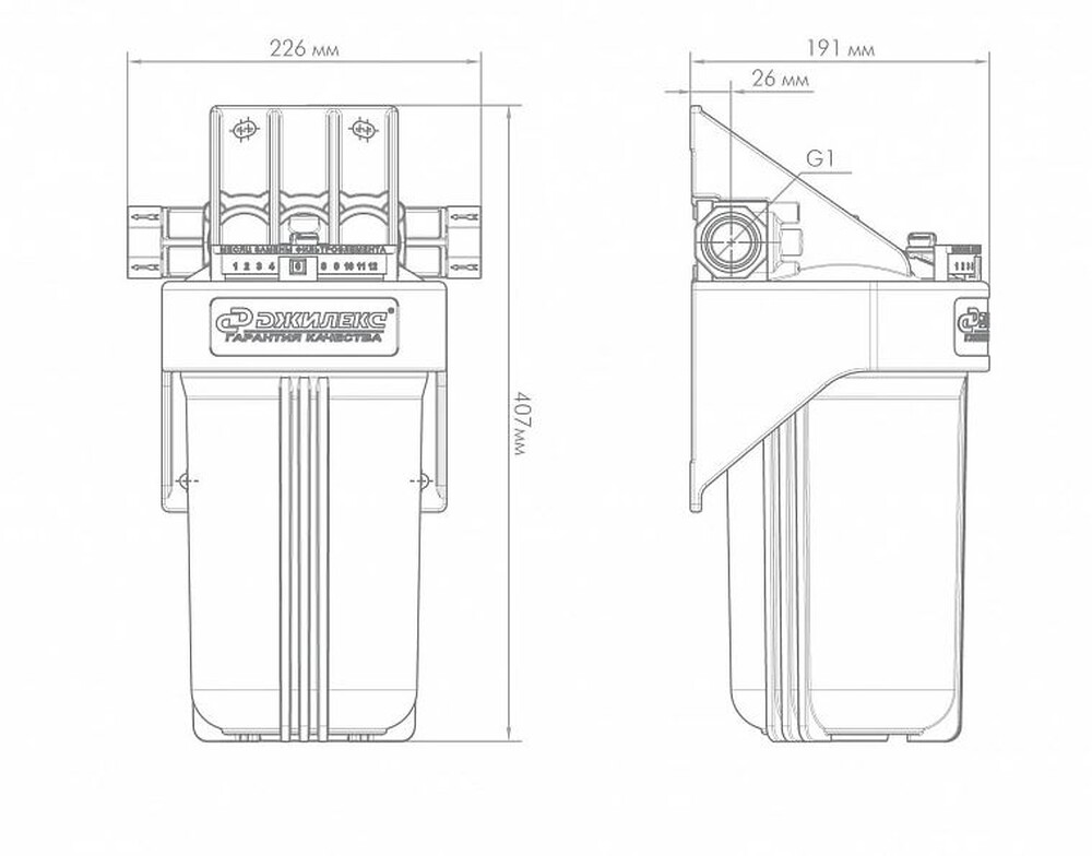 Корпус ДЖИЛЕКС для картриджного фильтра 1М 10" Т (торцевое подключение, внутр. резьба) 9056