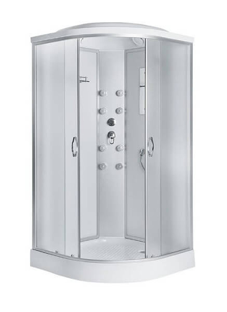 Душ. кабина ER3509PF-C3 RUS 90*90*215см,зад.стенка белое.ст. мат. 4 мм низ. под. г/м проф.хром. 3к.