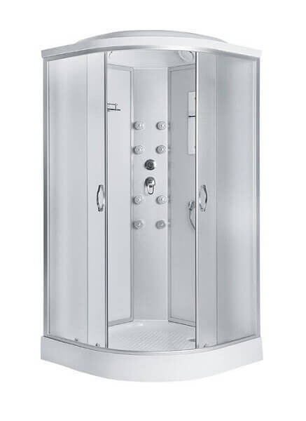 Душ. кабина ER3509PF-C3 RUS 90*90*215см,зад.стенка белое.ст. мат. 4 мм низ. под. г/м проф.хром. 3к.