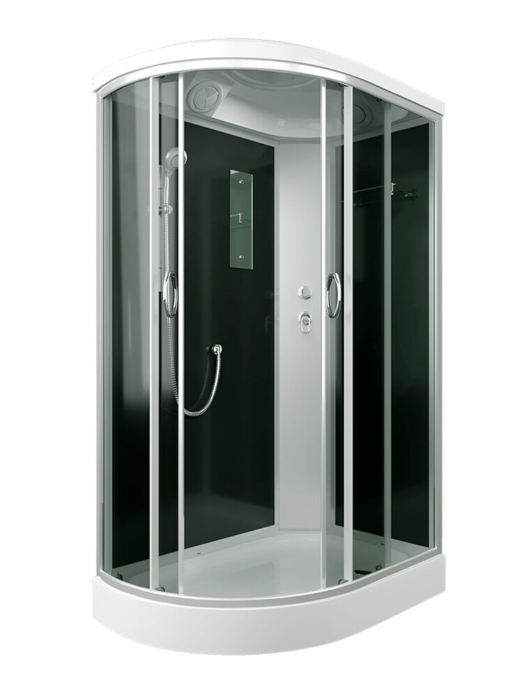 Душ. кабина ER3512PR-C4-RUS 120*80*215см,зад.стенка чер.ст.тон 4 мм низ.под.без г/м проф.хром.3к.(С4*)