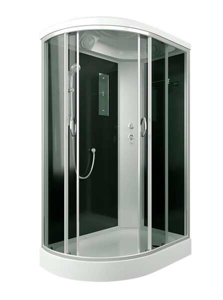 Душ. кабина ER3512PR-C4-RUS 120*80*215см,зад.стенка чер.ст.тон 4 мм низ.под.без г/м проф.хром.3к.(С4*)