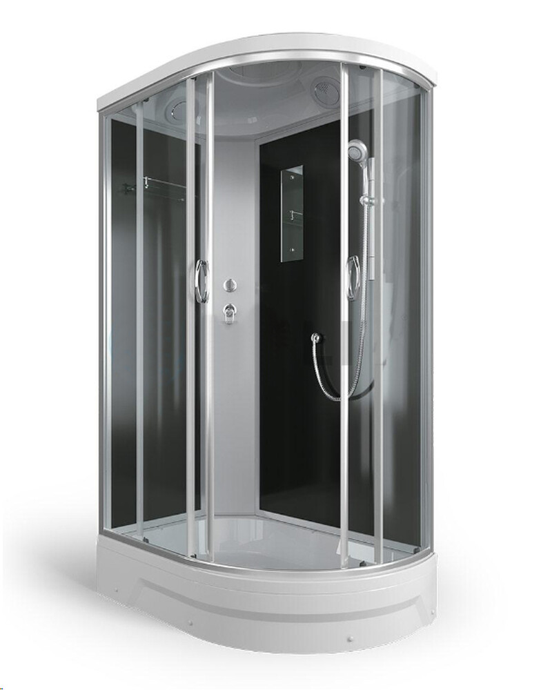 Душ. кабина ER351226L-C4-RUS 120*80*226см,зад.стенка чер.ст. тон.4 мм без г/м пр.хром.3к. (поддон 26 см)