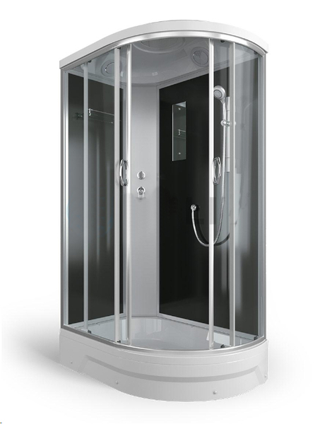 Душ. кабина ER351226L-C4-RUS 120*80*226см,зад.стенка чер.ст. тон.4 мм без г/м пр.хром.3к. (поддон 26 см)