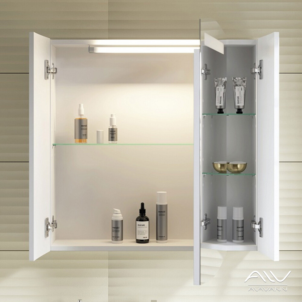 Шкаф зеркальный "SILVIA - 70" белый Alavann