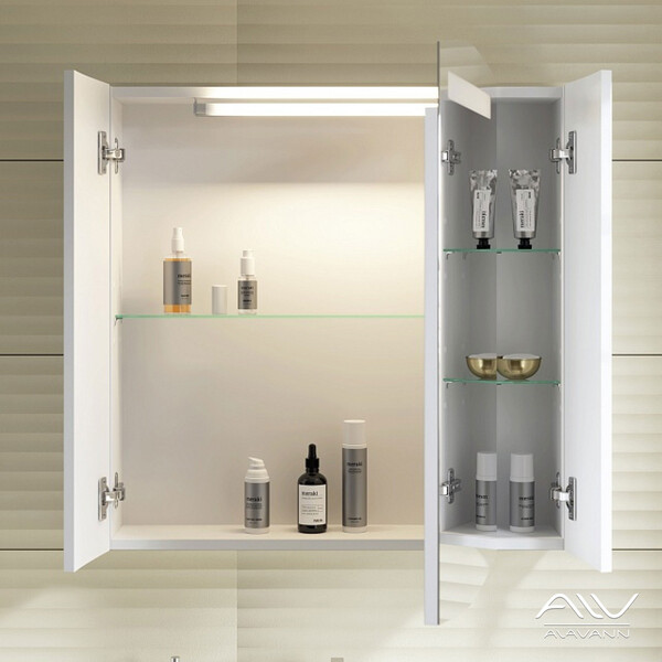 Шкаф зеркальный "SILVIA - 70" белый Alavann