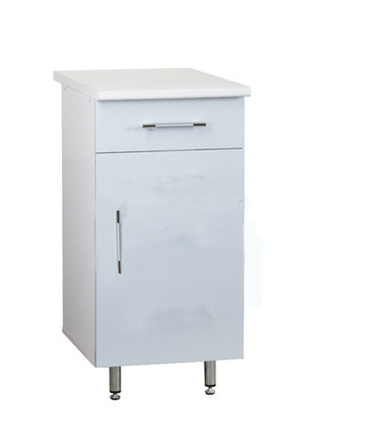 Рабочий стол 40 Серебристый металлик (1 ящик) фасад МДФ столешница цвет (САХАРА) SANTREK HOME