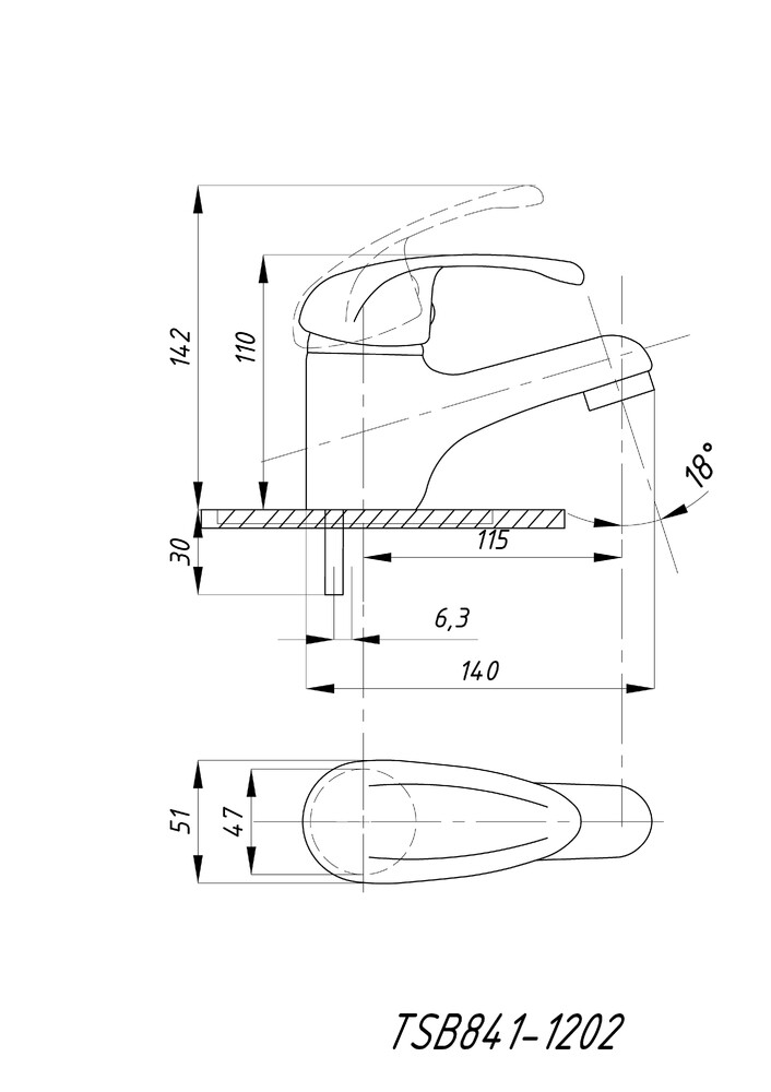 Смеситель для раковины тюльпан TSARSBERG d40 841-1202 тип См-УмОЦБА