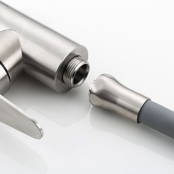 4448 Смеситель Кухня Frap d-35 на гайке с гибким изливом НЕРЖАВЕЙКА 