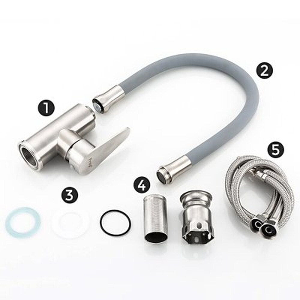 4448 Смеситель Кухня Frap d-35 на гайке с гибким изливом НЕРЖАВЕЙКА 