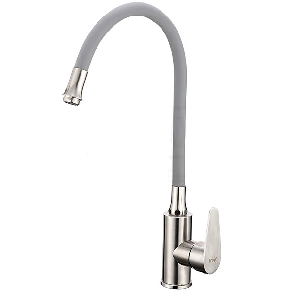 4448 Смеситель Кухня Frap d-35 на гайке с гибким изливом НЕРЖАВЕЙКА 