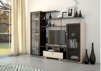 СОЛО-5 Стенка Фасад ЛДСП Дуб молочный Каркас Венге (4 места)  АЕ42