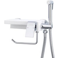 G7296 Cмеситель гигиенический душ GAPPO d-35 с бумагодержателем бел(кварц)/хром