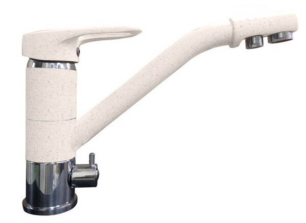 Смеситель Кухня GRANFEST  (2624-1) d=40 с краном пить.воды  (331-белый)