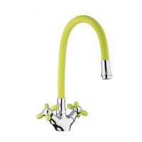 44127-6 Смеситель Кухня FRUD 1/2 м/к гибкий излив (зеленый/хром) на гайке