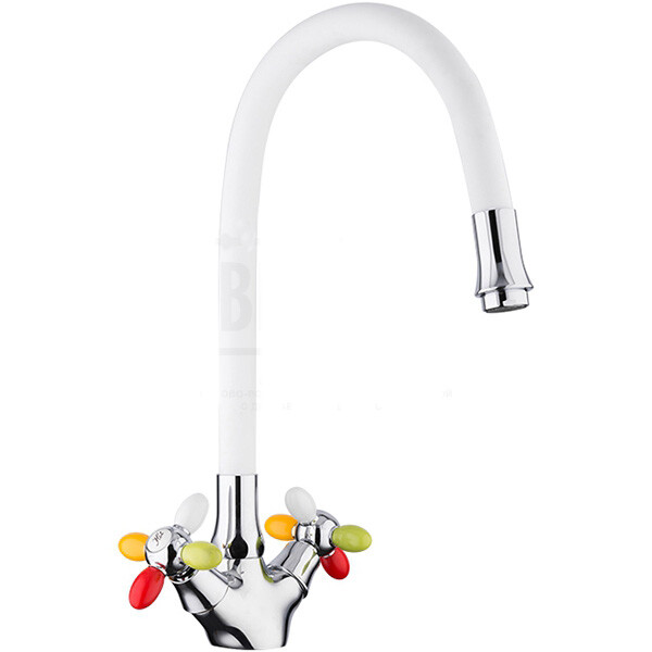 44127-8 Смеситель Кухня FRUD 1/2 м/к гибкий излив (цветной/хром) на гайке