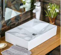 800-A526 Фигурный умывальник накладной 565х360х120 MELANA