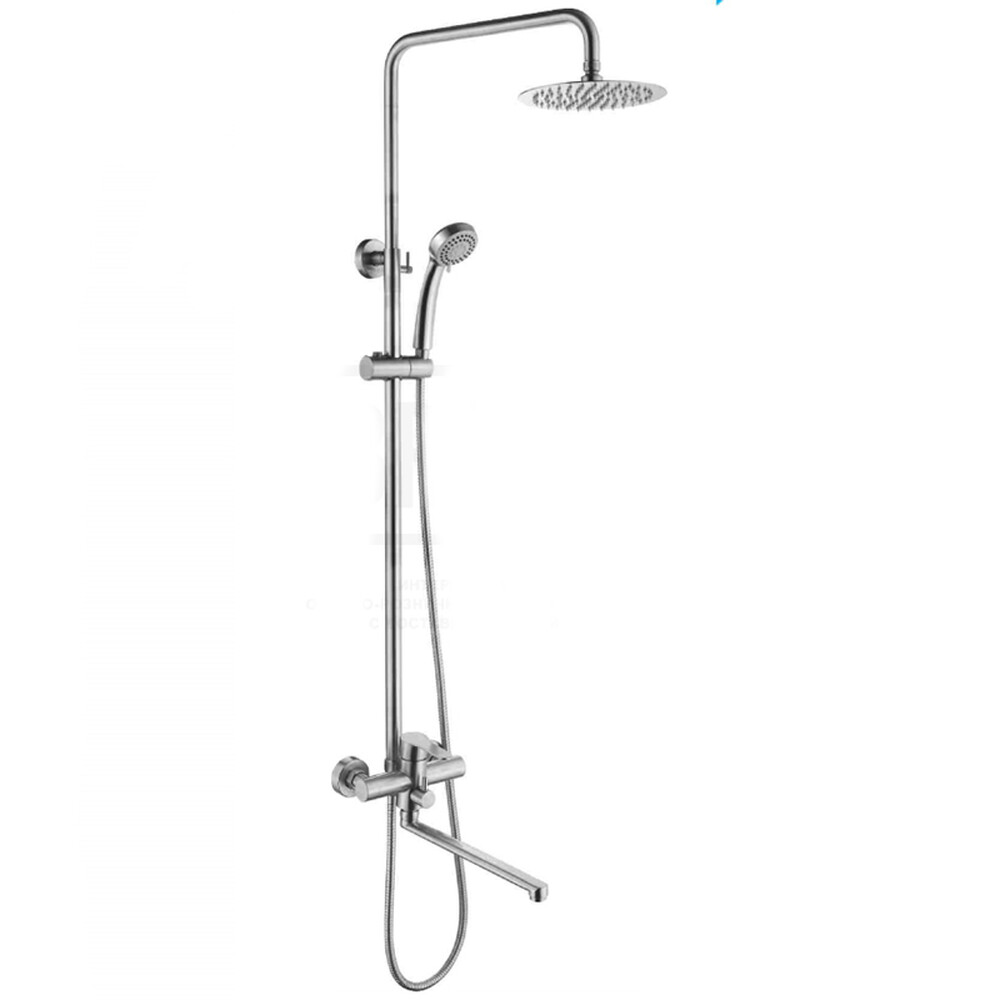 72403-2 Смеситель Ванна LEDEME с душевой стойкой d-35 тропическим душем,нерж сталь (сатин)