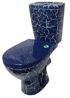 Унитаз-компакт Rosa "СОЛО" Кракелюр Синий, 2-х режимная арматура, сиденье Быстросъемное, антивсплеск, прямой выпуск (г.Киров)