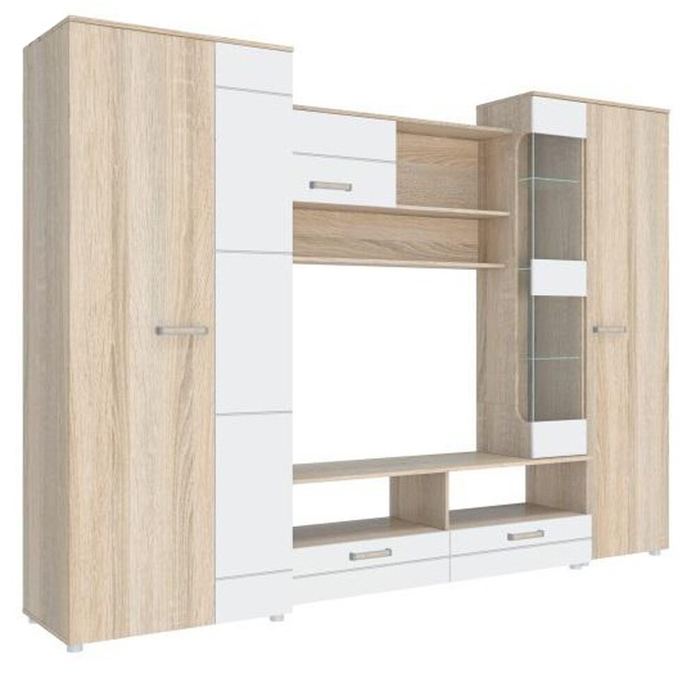 ФЛОРЕНЦИЯ-5 Стенка (2800*2000*513, белый глянец/дуб Сонома) (8 мест) АК97