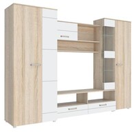 ФЛОРЕНЦИЯ-5 Стенка (2800*2000*513, белый глянец/дуб Сонома) (8 мест) АК97